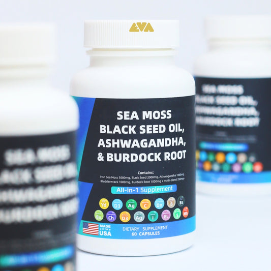 Sea Moss, Black Seed Oil, Ashwagandha, & Burdock Root